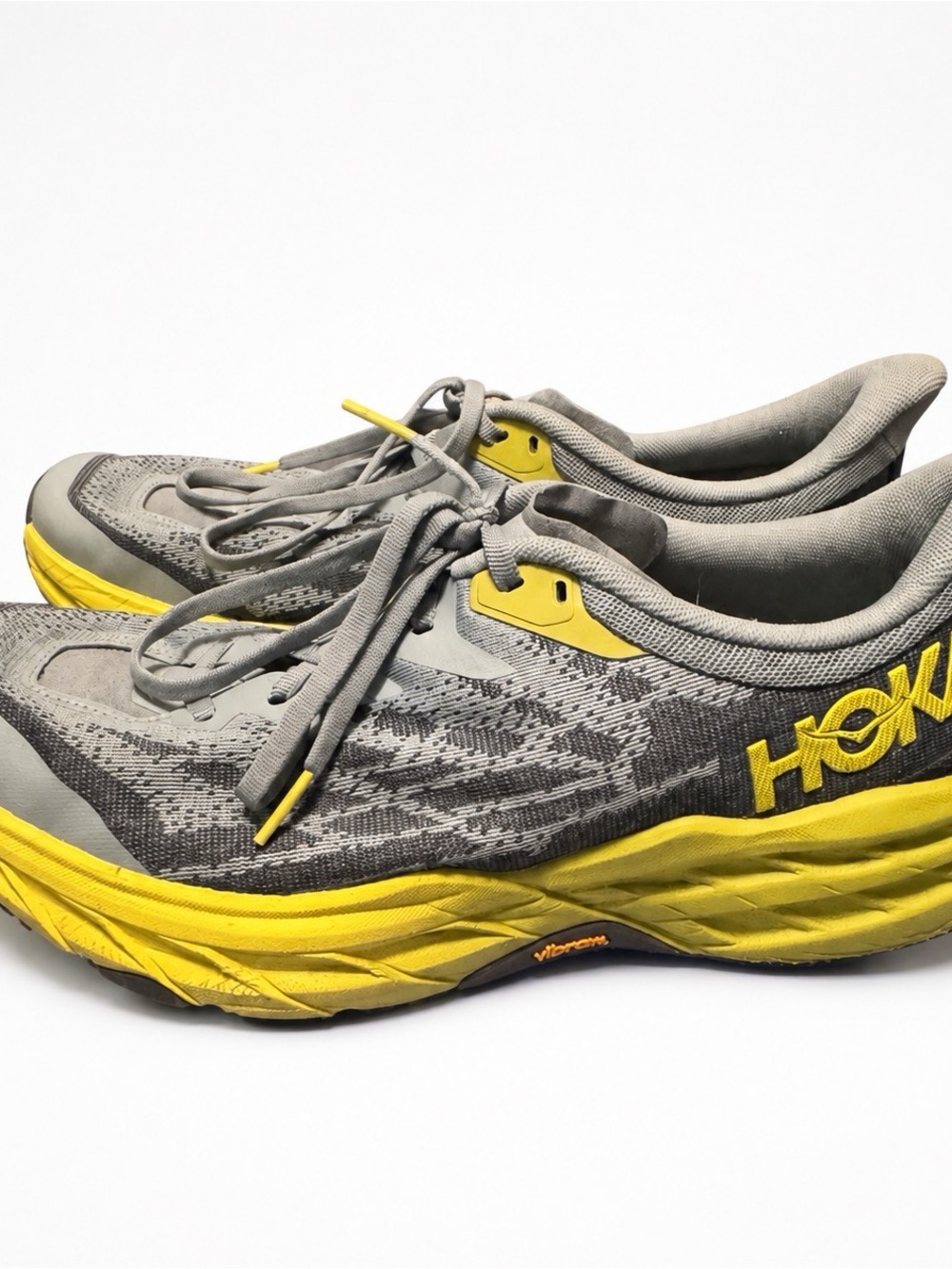 Hoka Gray and Yellow Performance Running Shoes